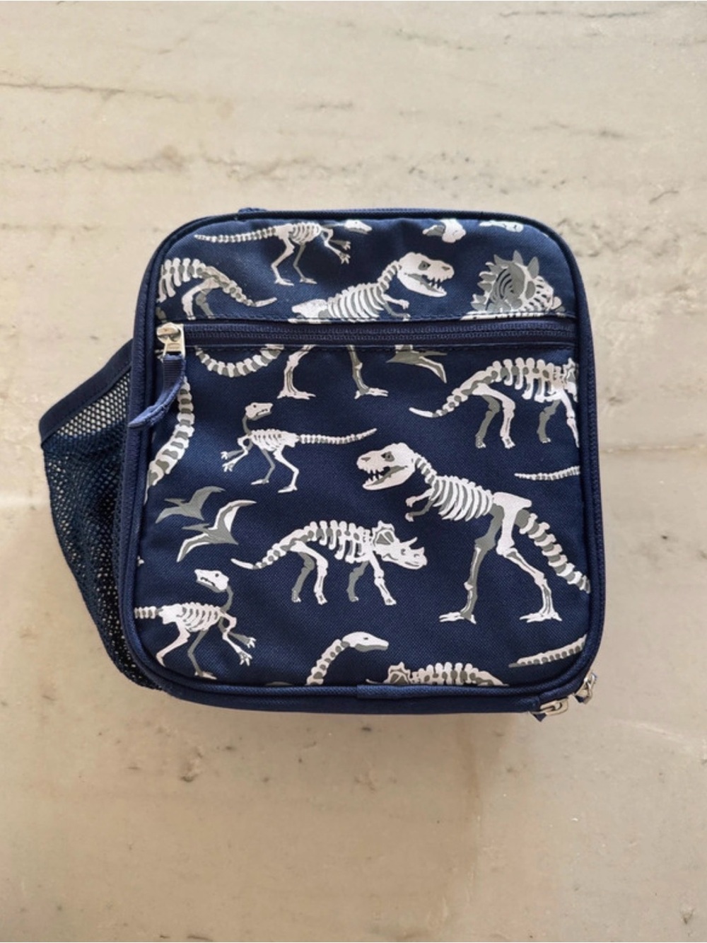 Pottery Barn Kids Navy Blue Dinosaur Skeleton Lunch Bag